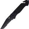 Waffentechnik Rescue Button Lock Folding Knife 3.75in Black