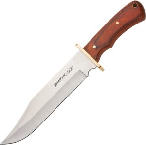 WN6220001W Winchester Bowie Wood Fixed Blade - Brown Handle