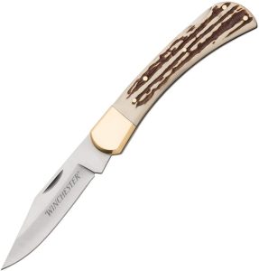 WN6220075W Winchester Large Lockback Imitation Stag Folding