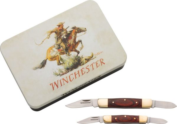 WN6220091W Winchester Stockman Combo Two-Knife Set with Tin