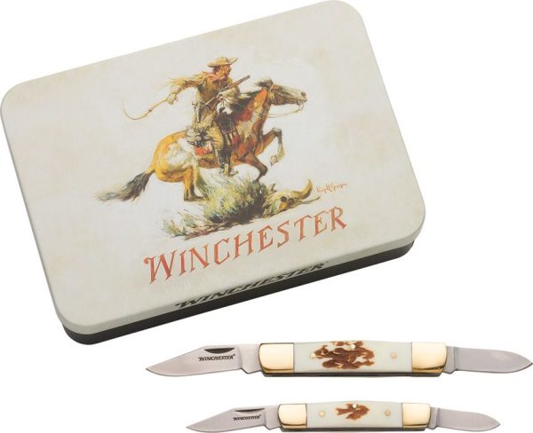 WN6220096W Winchester Stag Stockman Combo Two-Knife Set