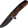 WXK00201 WOOX Leggenda Linerlock Folding Knife 3.5" Black Blade Walnut Handle