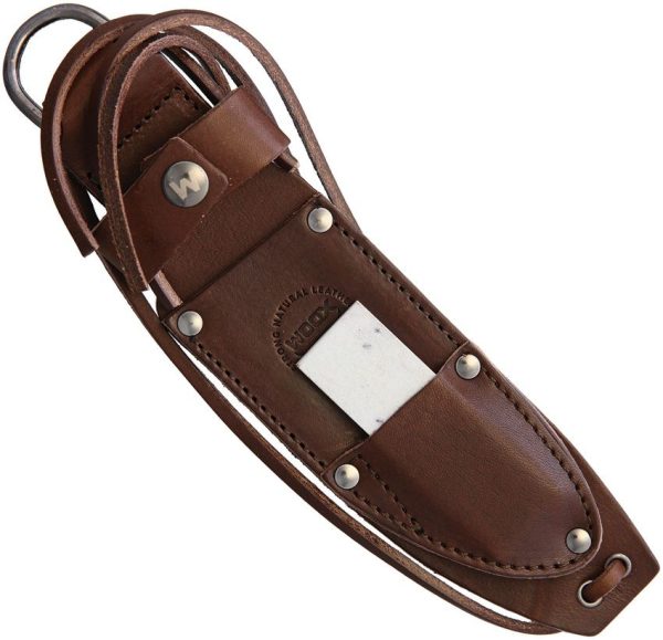 WXS00101 WOOX Rock 62 Leather Knife Sheath - Brown with Stone