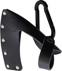 WOOX Volante Leather Axe Sheath - Black Hand Stitched
