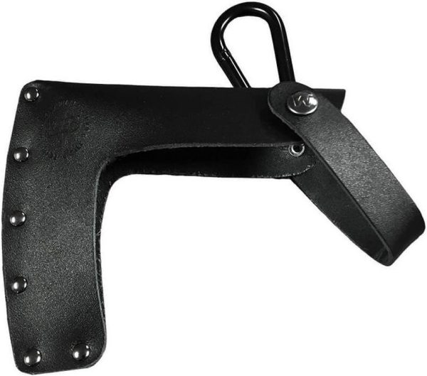 WOOX Forte Leather Axe Sheath - Black Carabiner