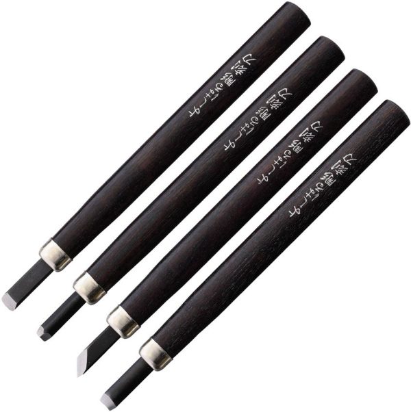 Yoshiharu H-4 Japanese Carving Knife Set - Purple Heart Wood