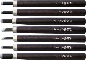 Yoshiharu H-7 Japanese Carving Knife Set - Purple Heart Wood