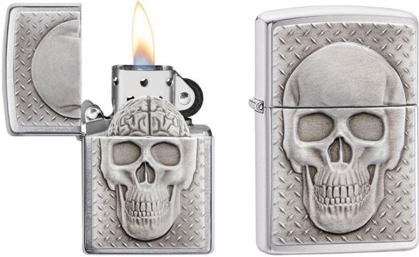 Zippo Skull with Brain Surprise Chrome Lighter