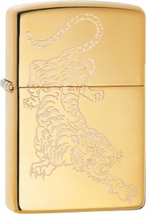 Zippo Tiger Design Lighter - High Polish Brass