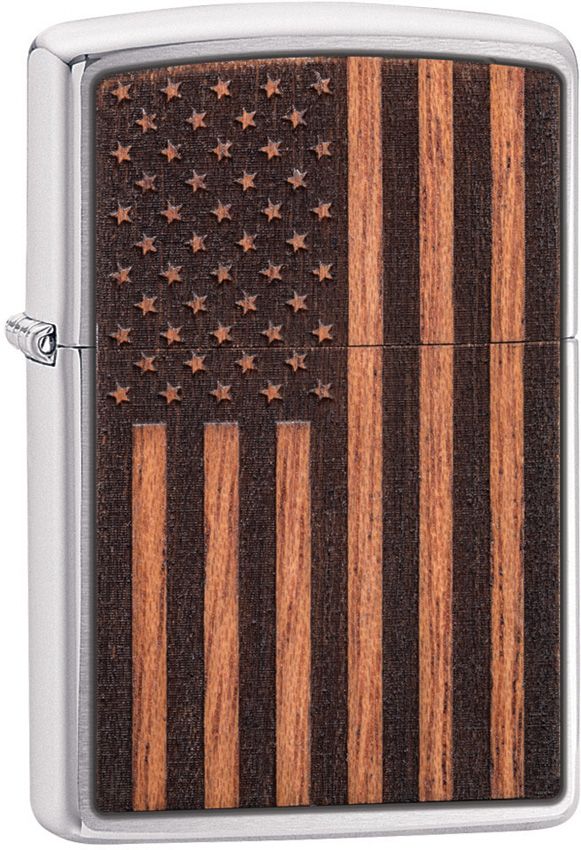 Zippo WoodChuck Flag Lighter - Laser Cut Wood