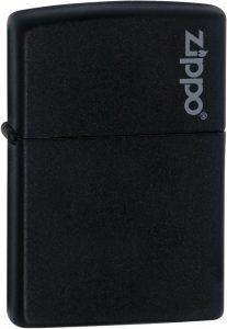 Zippo Black Matte Logo Lighter