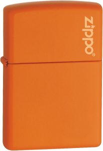 Zippo Orange Matte Logo Lighter