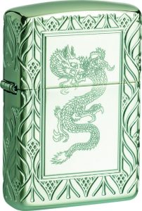 ZO11658 Zippo Elegant Dragon Design High Polish Green