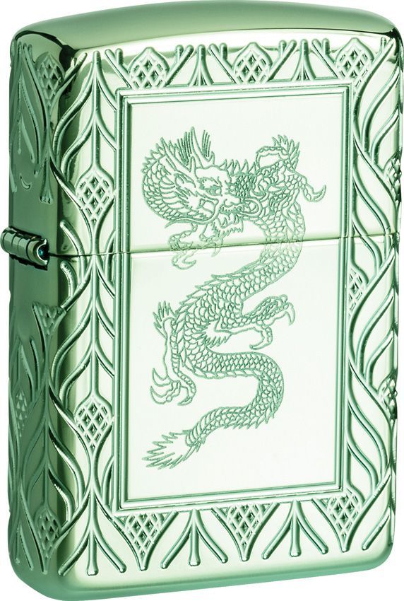 Zippo Elegant Dragon Design High Polish Green