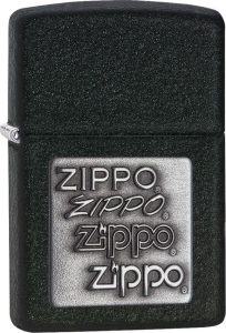 Zippo Pewter Emblem Lighter - Black Crackle