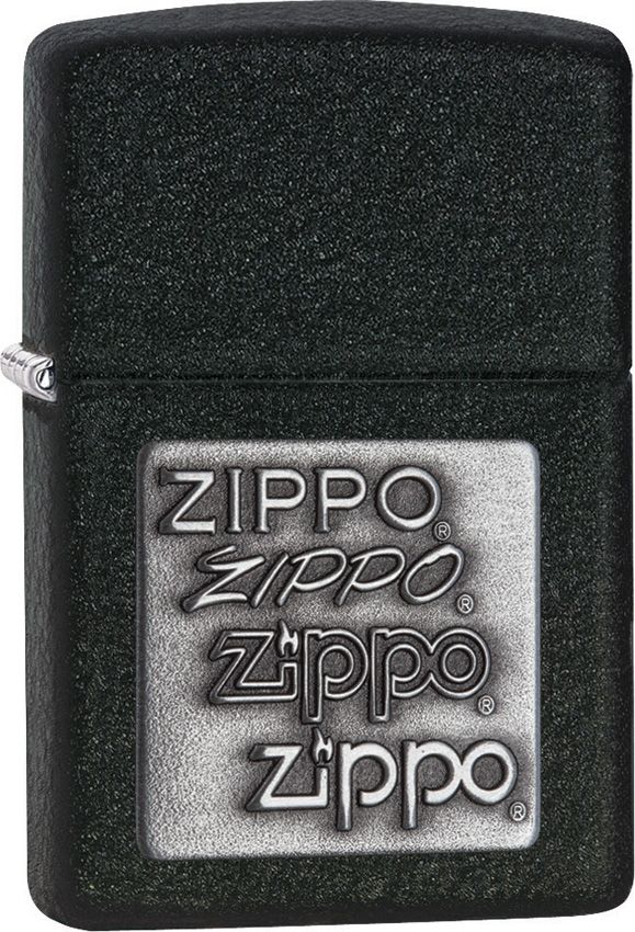 Zippo Pewter Emblem Lighter - Black Crackle