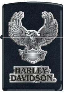 Zippo Harley Black Eagle Lighter - Black Matte
