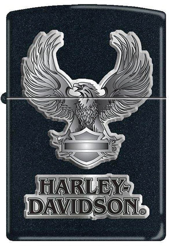 Zippo Harley Black Eagle Lighter - Black Matte