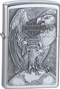 Zippo Harley Eagle & Globe Lighter Brushed Chrome