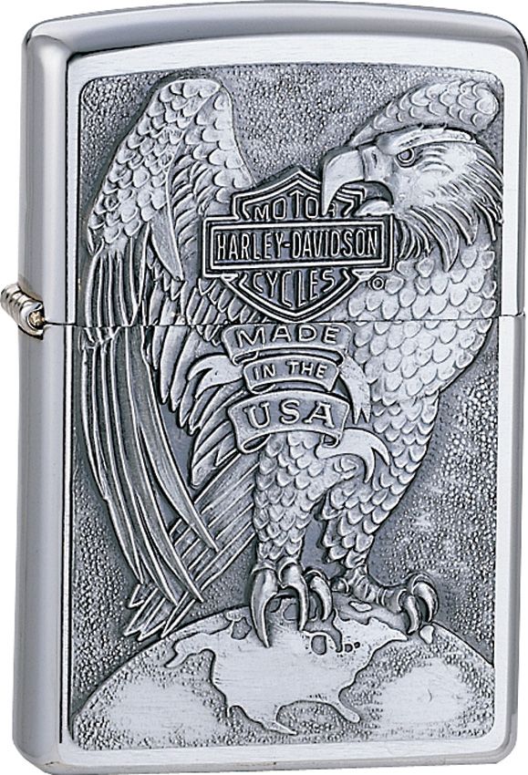 Zippo Harley Eagle & Globe Lighter Brushed Chrome