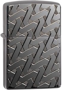 Zippo Armor Geometric Weave Lighter High Polish Black