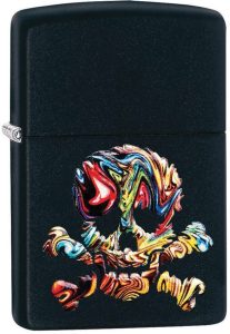 Zippo Multi Color Skull Lighter - Black Matte
