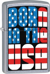 Zippo Born in the USA Lighter - Street Chrome