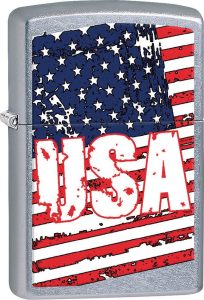 Zippo USA Flag Lighter - Street Chrome
