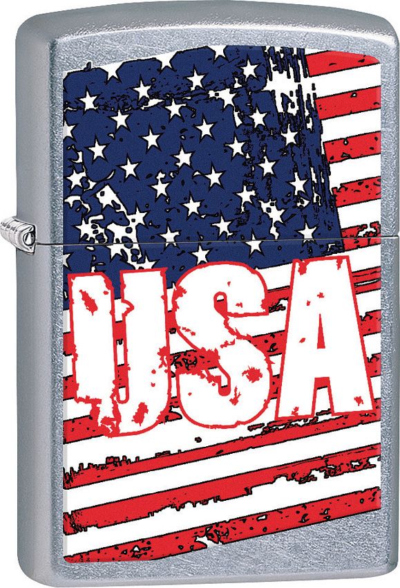 Zippo USA Flag Lighter - Street Chrome