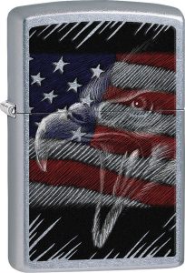 ZO15259 Zippo Eagle Flag Street Chrome Lighter