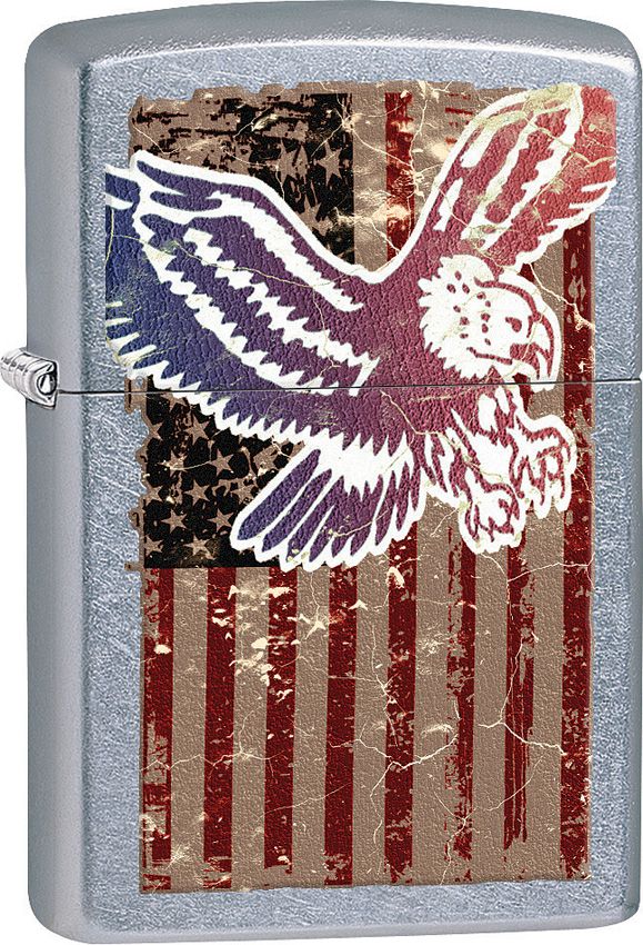 Zippo US Flag Eagle Lighter - Street Chrome
