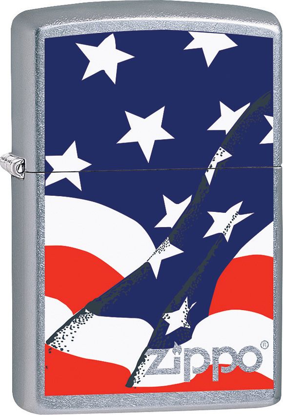 Zippo Wavy Flag Lighter - Street Chrome