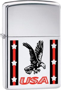 Zippo USA Ribbon/Eagle Lighter - Chrome