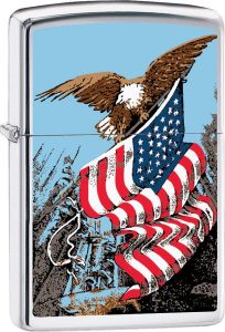 ZO15327 Zippo Eagle with Flag Lighter - Chrome