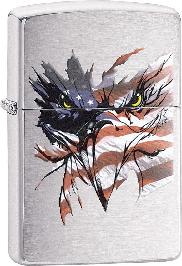 Zippo Patriotic Vision Lighter - Brushed Chrome