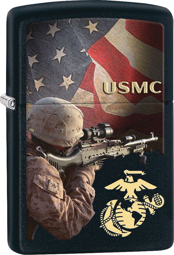 Zippo USMC Lighter - Black Matte