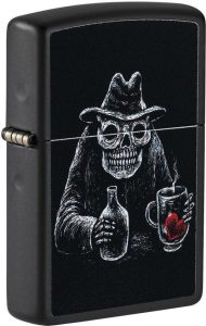 Zippo Bar Skull Lighter - Black Matte