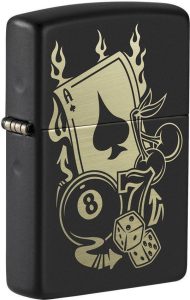 Zippo Gambling Lighter - Black Matte Design
