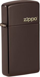 Zippo Slim Brown Logo Lighter - Slim Edition
