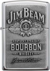 Zippo Jim Beam Pewter Emblem Lighter - Chrome