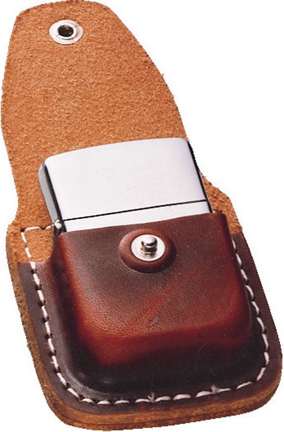 Zippo Brown Leather Lighter Pouch - Snap Closure