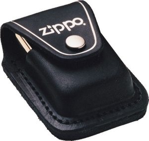 Zippo Black Leather Lighter Pouch - Snap Closure