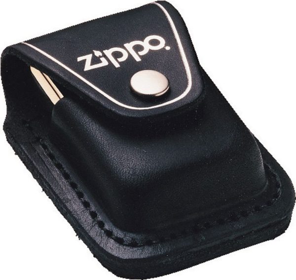 ZO17050 Zippo Black Leather Lighter Pouch - Snap Closure