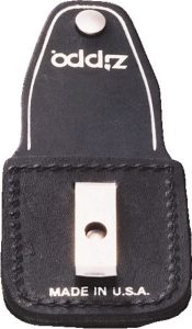 Zippo Black Leather Lighter Pouch - Snap Closure