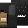 Zippo Black Crackle Lighter with Tan MOLLE Pouch