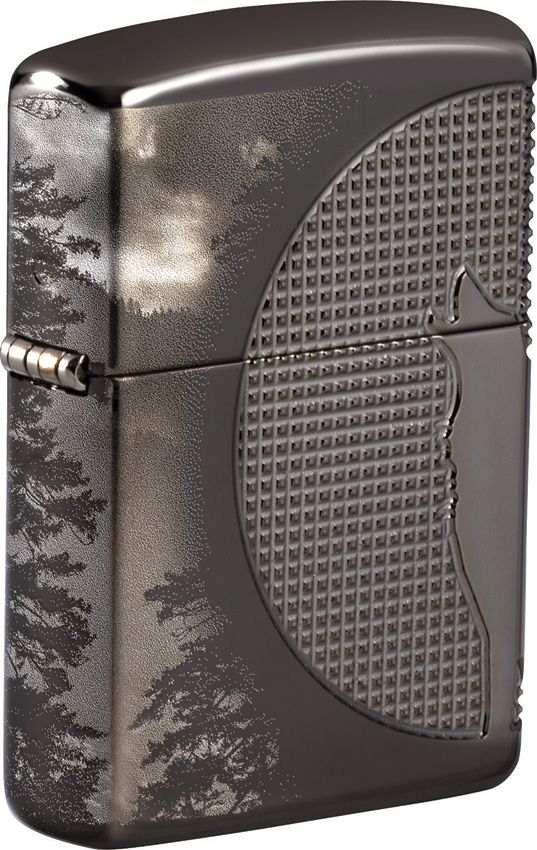 Zippo Wolf Armor Lighter - Black Ice