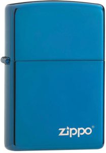 Zippo High Polish Blue Logo Lighter - Refillable