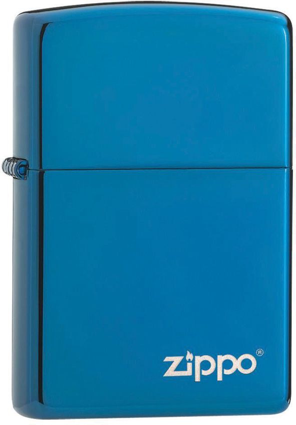 Zippo High Polish Blue Logo Lighter - Refillable