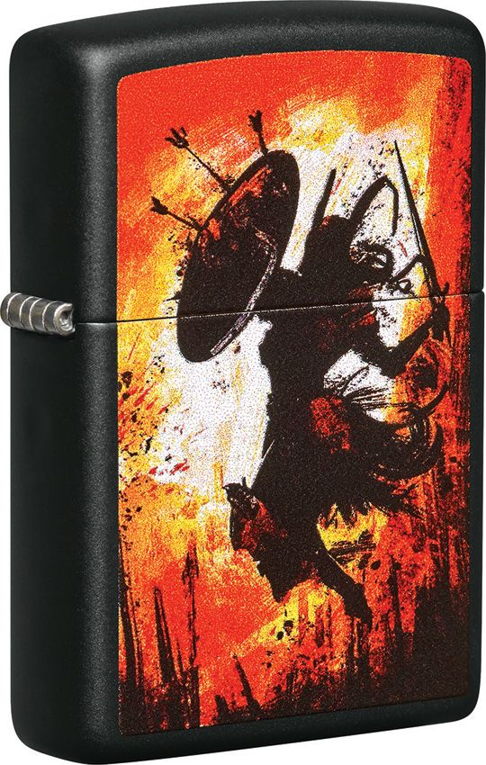 Zippo Warrior Lighter - Black Matte Design