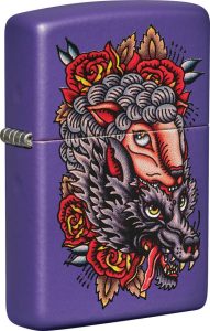 Zippo Wolf Lighter - Purple Matte Finish